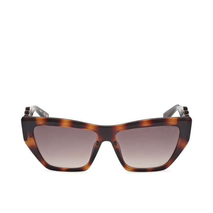 Guess GU00111 52F Gafas de Sol Mujer, Diseño Cat-eye Sofisticado, Montura Habana Oscuro, Cristales Marrones Degradados 56mm