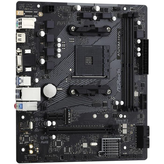 ASRock A520M-HVS Placa Base mATX AMD A520 para Socket AM4, compatible con procesadores AMD Ryzen 3000 Series 3