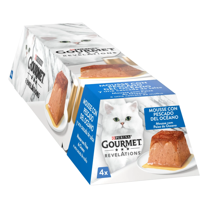 Purina Gourmet Revelations Pescado Del Oceano Comida Húmeda Gatos Adultos Mousse Salsa Pack 6x4x56 gr