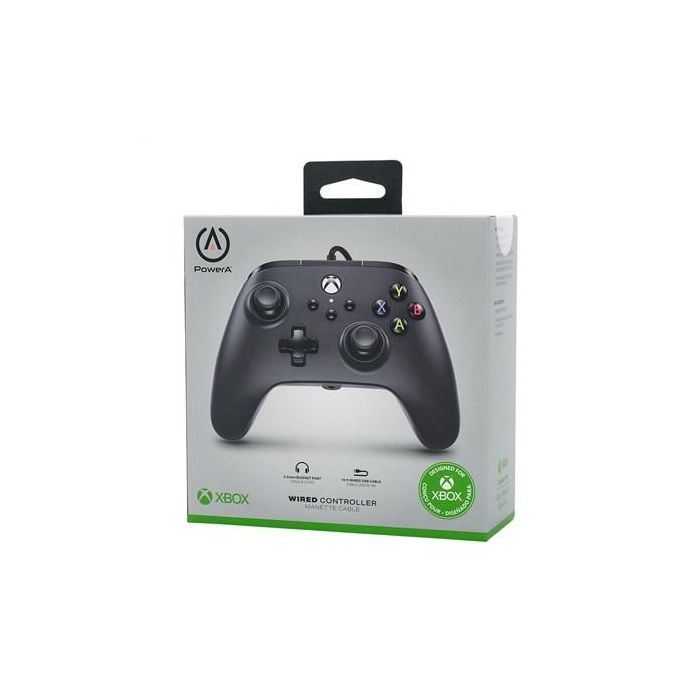 Power A 1519265-01 Mando con Cable para Xbox Series X/S, Xbox One y PC, Negro - Cable USB Extraíble 3m, Motores de Vibración 5