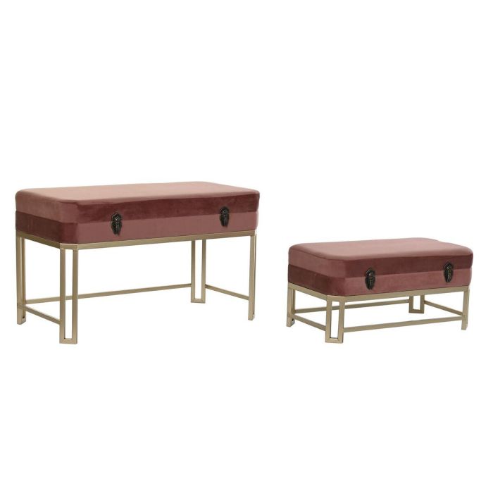 Descalzadora Glam DKD Home Decor Rosa Dorado 40 x 47 x 80 cm Set de 2