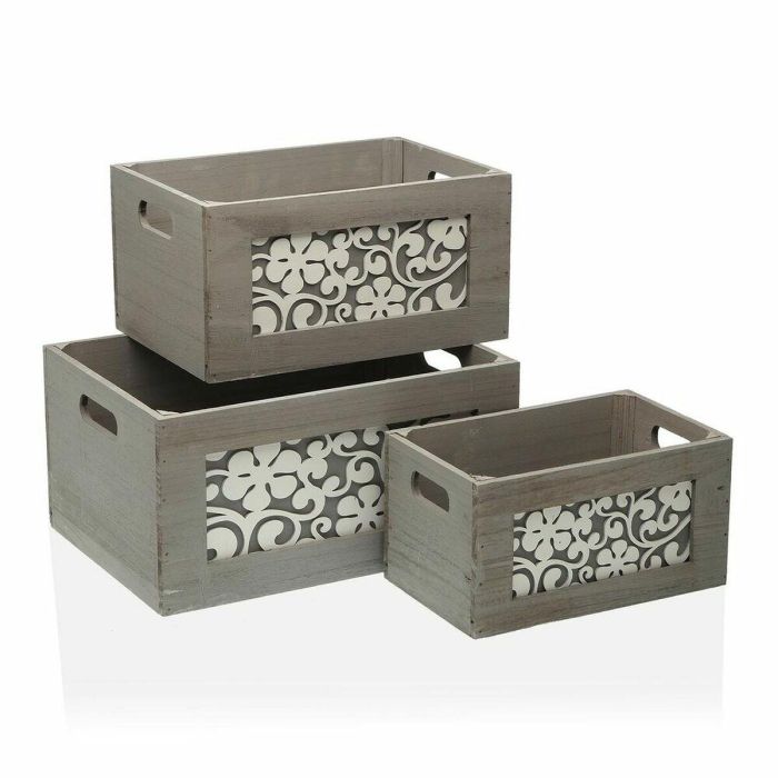 Set de Cajas Organizadoras Apilables Versa Madera (26 x 18 x 36 cm)