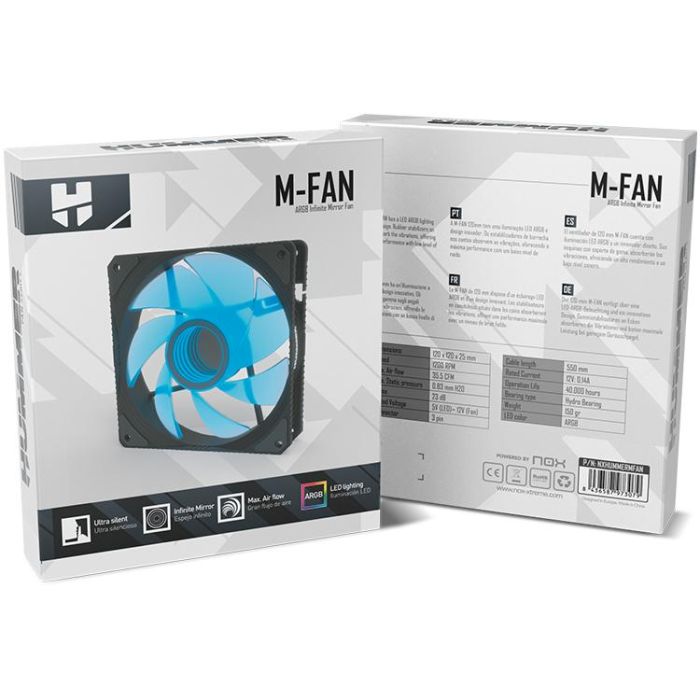 Nox NXHUMMERMFAN Ventilador PC M-Fan 120mm ARGB con Efecto Espejo Infinito, Rodamiento Hidráulico y Diseño Silencioso (23 dB) 6