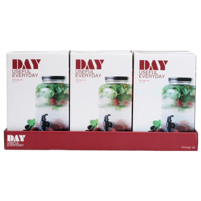 Day Dispensador de Bebida 4 L con Grifo Cristal Líneas Verticales Tapa Metal 6