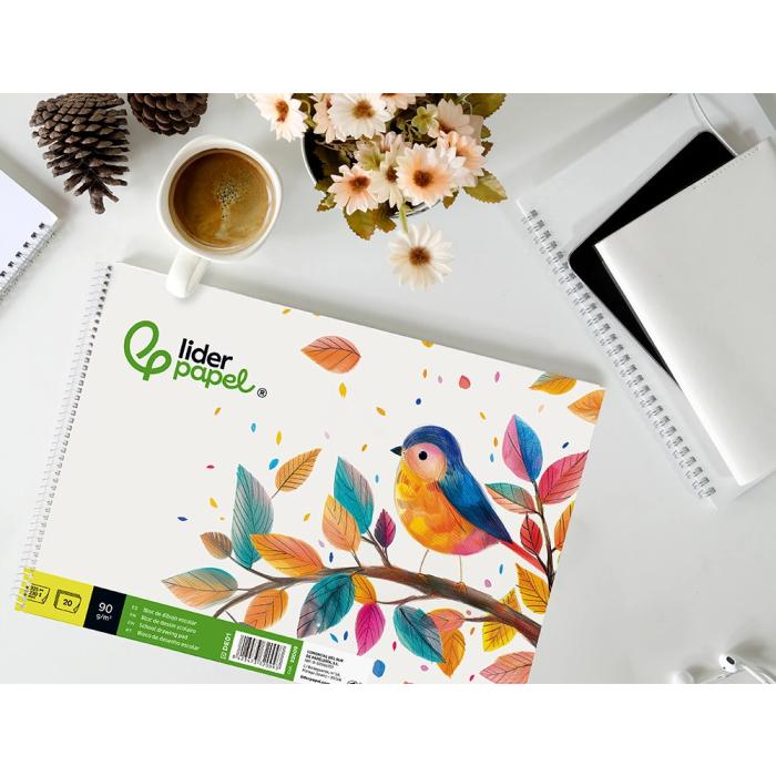Liderpapel Bloc Dibujo Escolar Espiral 230x325mm 20 Hojas 90 gr/m² Sin Recuadro 6
