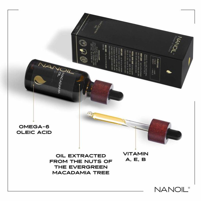 Nanoil Aceite de Macadamia Orgánico 50 ml para Rostro, Cuerpo y Cabello - Hidratante, Rejuvenecedor y Anticelulítico 3 Nanoil Aceite de Macadamia Orgánico 50 ml para Rostro, Cuerpo y Cabello - Hidratante, Rejuvenecedor y Anticelulítico 3