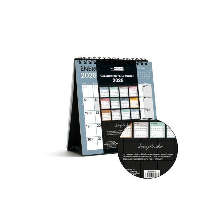 Calendario (2026) Miquelrius Sobremesa Design Chromat Mensual Para Escribir 140X150 Mm