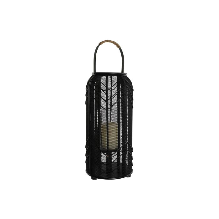 DKD Home Decor Portavela Colonial Negro Metal y Ratan 21.5 x 21.5 x 43.5 cm 5
