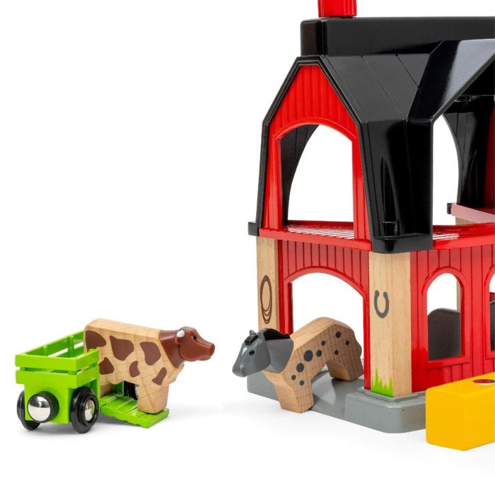 Brio World 7312350360127 Granero Animal Accesorio Circuito Tren Madera con Vaca, Caballo, Vagón y Vía - 6 Piezas para Niños +3 Años 1 Brio World 7312350360127 Granero Animal Accesorio Circuito Tren Madera con Vaca, Caballo, Vagón y Vía - 6 Piezas para Niños +3 Años 1