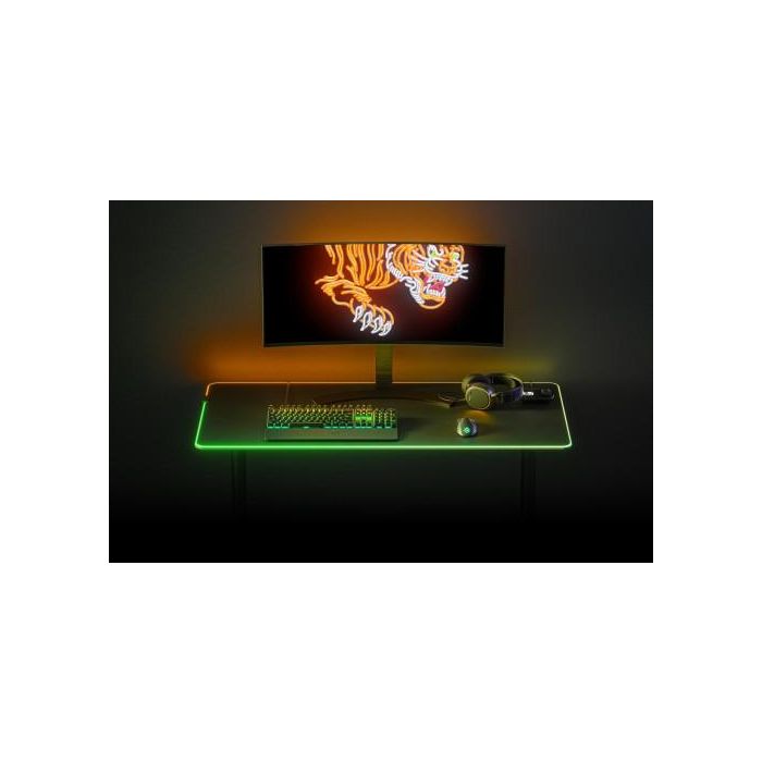 SteelSeries QcK Prism Cloth Alfombrilla de ratón para juegos Negro, Iluminación RGB, Tamaño XXXL, Núm. artículo 63512 4