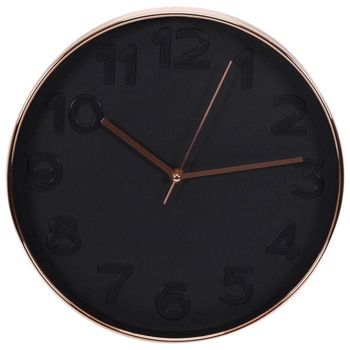 Reloj redondo 30.5cm negro cobreado 2