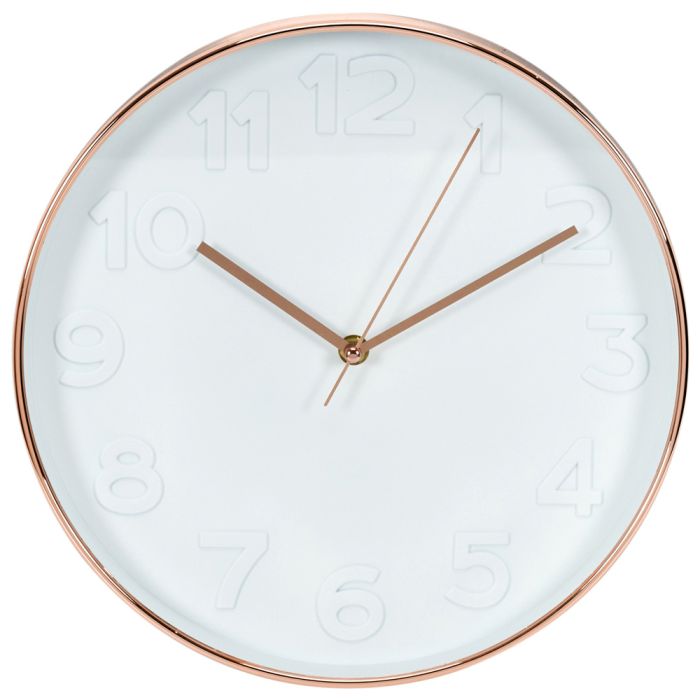 Reloj redondo 30.5cm blanco cobreado 2