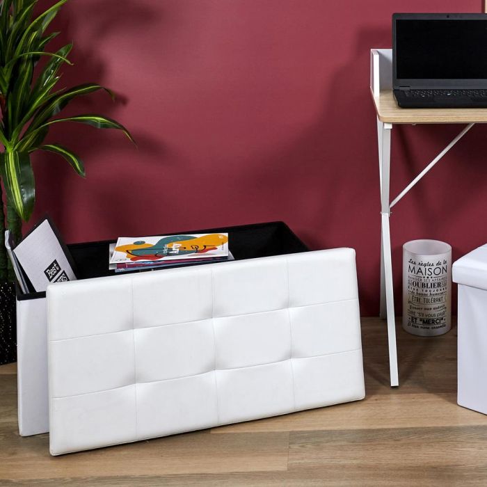 Banco-Puf Plegable Blanco Home Deco Factory 2