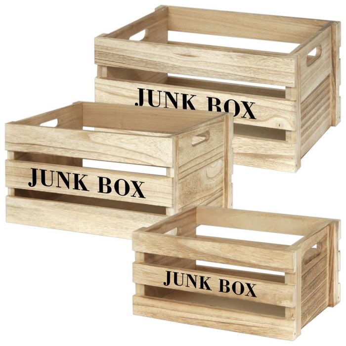 Juego De 3 Cajas Madera "Junk Box" Home Deco Factory 2