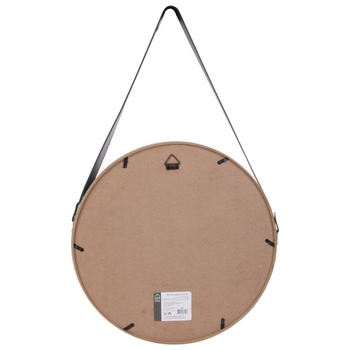 Espejo redondo con asa de pu madera 40cm 2 Espejo redondo con asa de pu madera 40cm 2