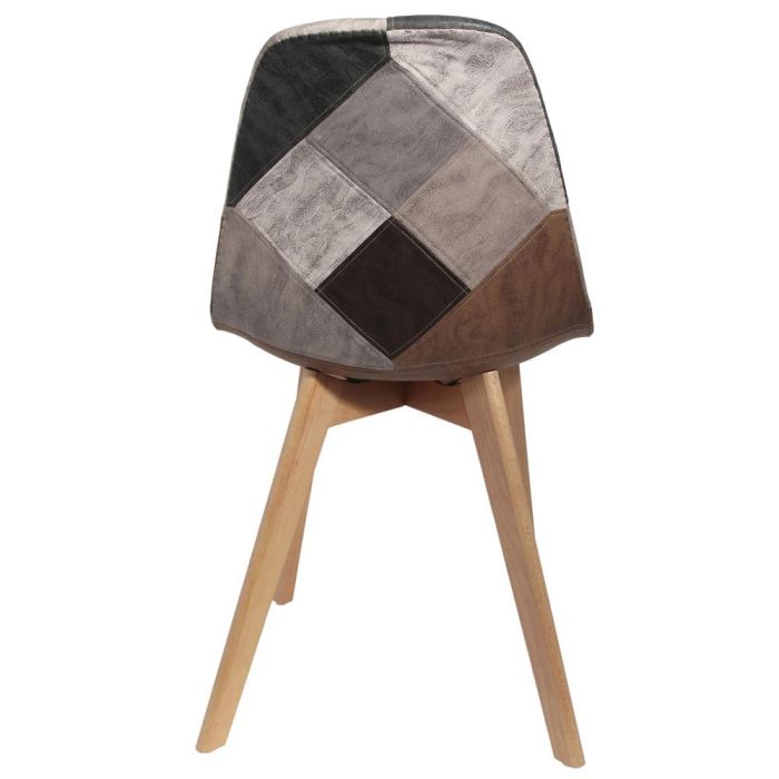 Silla Patchwork Marrón-Gris Home Deco Factory 3