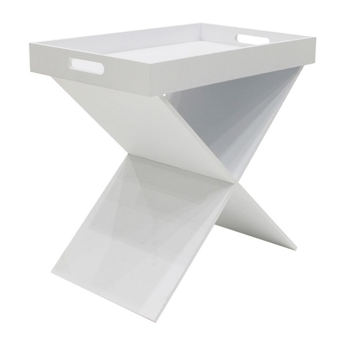 Mesa auxiliar bandeja desmontable blanca Mesa auxiliar bandeja desmontable blanca