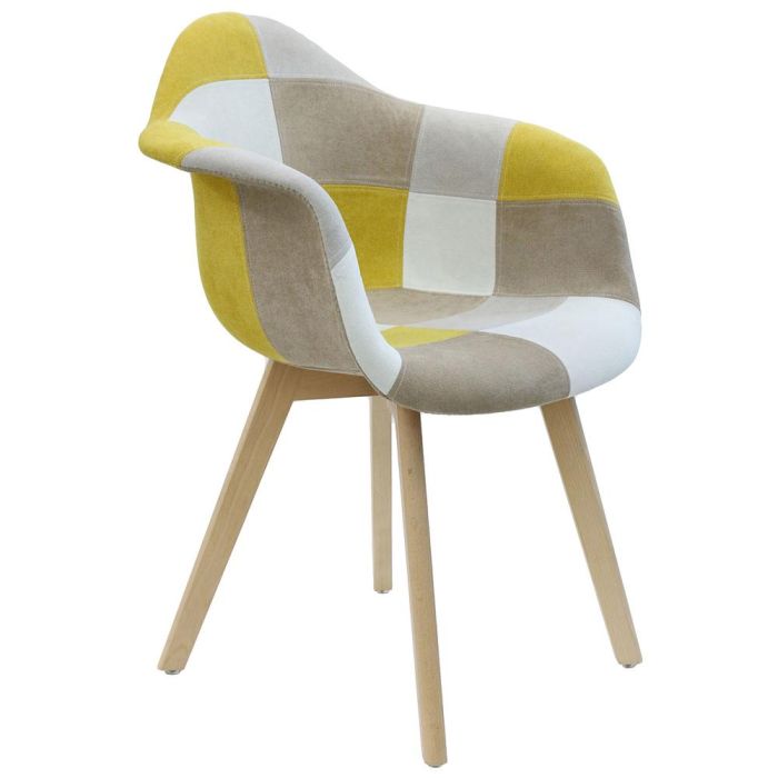 Silla Butaca Patchwork Amarillo Home Deco Factory