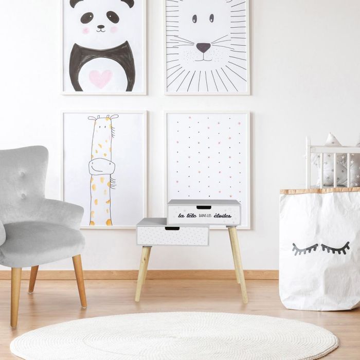 Mesita Con 2 Cajones Gris Home Deco Kids 1