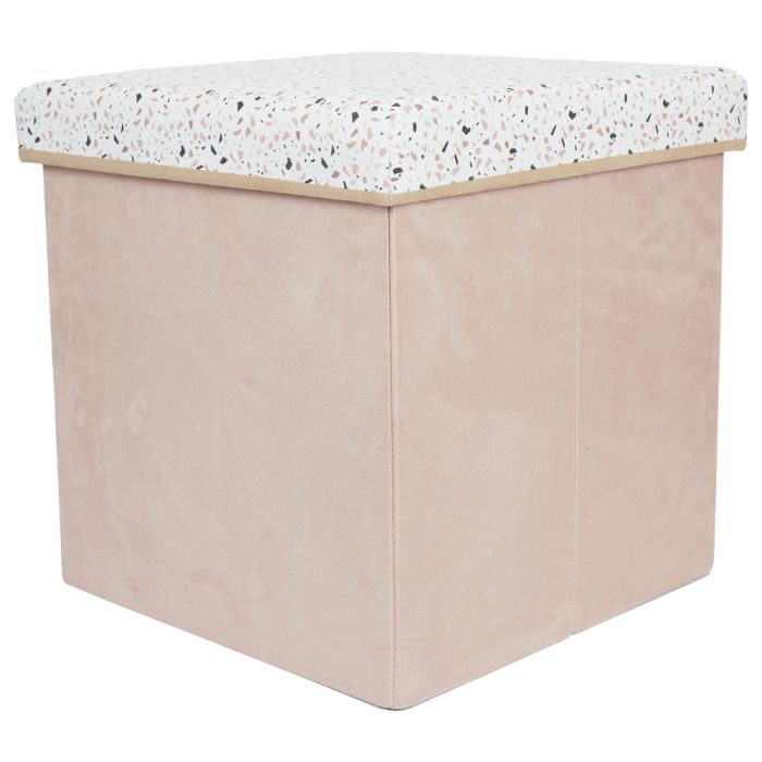 Caja-Puf Plegable Terrazo Rosa Home Deco Factory