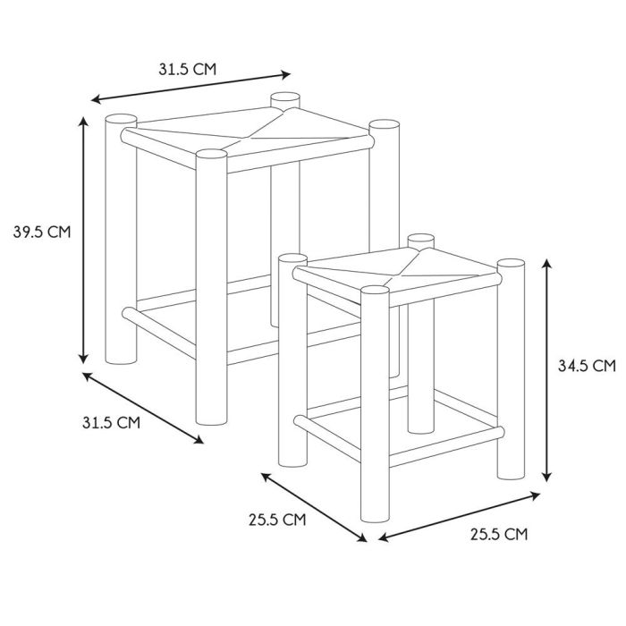 Juego De 2 Taburetes Nido Madera Home Deco Factory 6