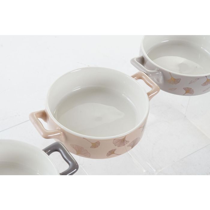 Bol Moderno DKD Home Decor Gris Rosa 12.5 x 4.3 x 16.8 cm Set de 4 3