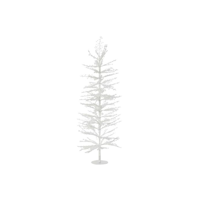 DKD Home Decor Árbol de Navidad Fantasía Blanco LED Desmontable 120 cm Alto 50x50 cm Base Colección White Forest