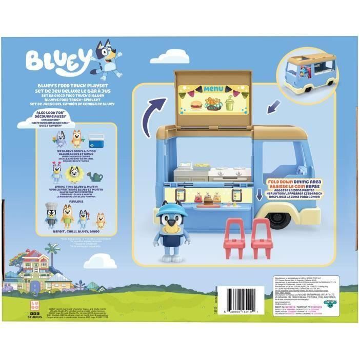 Moose 18919 Food Truck de Bluey con figura de Bluey y accesorios de comida para niños +3 años 2