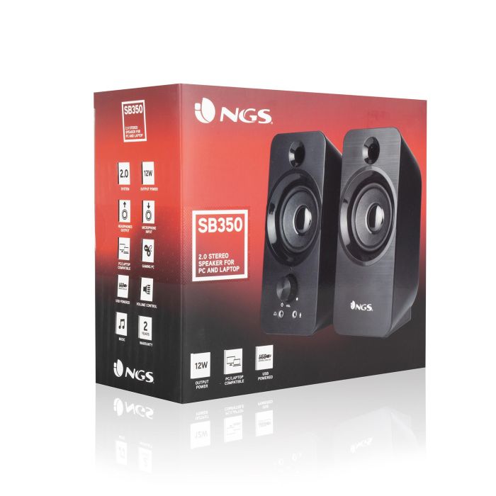 NGS SB 350 Altavoz PC Estéreo 12W con Alimentación USB, Entrada Jack 3.5mm, Micrófono y Salida Auriculares, Plug & Play 4 NGS SB 350 Altavoz PC Estéreo 12W con Alimentación USB, Entrada Jack 3.5mm, Micrófono y Salida Auriculares, Plug & Play 4