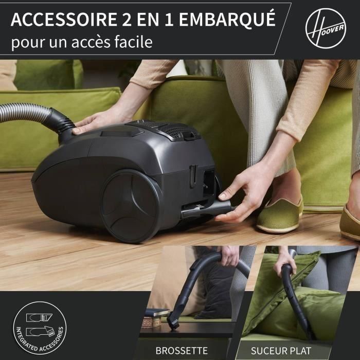 Hoover HE1 Aspirador de Bidón con Bolsa Compacta y Potente, Gran Capacidad 2.5L, Alto Rendimiento Suelos Duros y Alfombras 4
