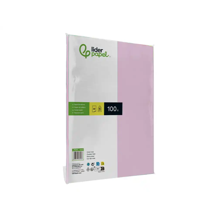 Liderpapel Papel Color A4 80gr Rosa Paquete 100 Hojas 3