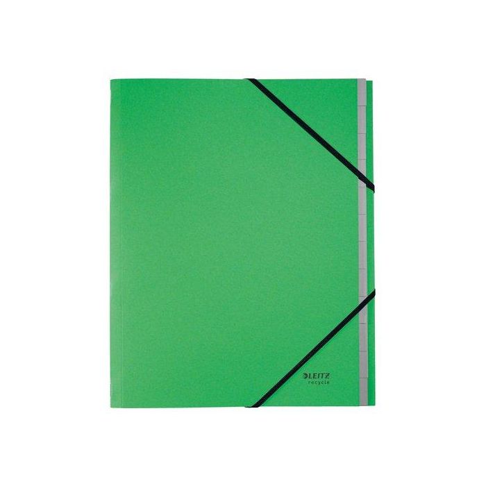 Leitz 39150055 Carpeta Clasificadora de Cartón 12 Posiciones A4 100% Reciclado Verde, Certificación Blue Angel y Climate Neutral
