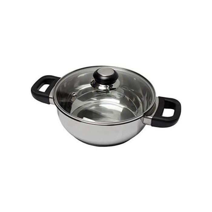 BAUMALU 331974 Cacerola de acero inoxidable de 24 cm con tapa de cristal de zafiro de baquelita 1 BAUMALU 331974 Cacerola de acero inoxidable de 24 cm con tapa de cristal de zafiro de baquelita 1
