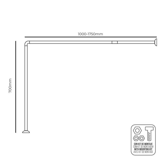 Barra de cortina curva blanca 70 x 100 a 175 cm 2 Barra de cortina curva blanca 70 x 100 a 175 cm 2
