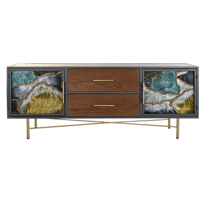 Mueble Tv Moderno DKD Home Decor Marron Oscuro Dorado 35 x 55 x 140 cm 4