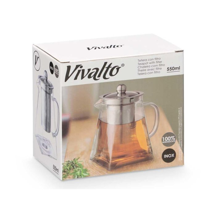 Tetera Asa Filtro Acero 550Ml Vivalto 13X11CM (12 Unidades) 1 Tetera Asa Filtro Acero 550Ml Vivalto 13X11CM (12 Unidades) 1