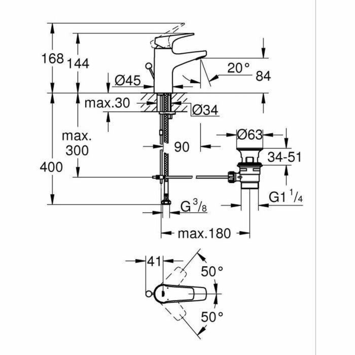 Grohe 23809000 Grifo de Baño Mezclador Monomando Start Flow, Cromo, Talla S, Ahorro de Agua 1 Grohe 23809000 Grifo de Baño Mezclador Monomando Start Flow, Cromo, Talla S, Ahorro de Agua 1