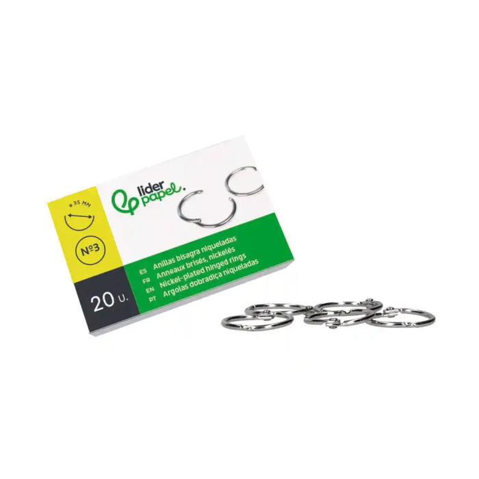 Liderpapel Anilla Bisagra Niquelada N.3 Diametro 35 mm Caja de 20 Unidades 4 Liderpapel Anilla Bisagra Niquelada N.3 Diametro 35 mm Caja de 20 Unidades 4