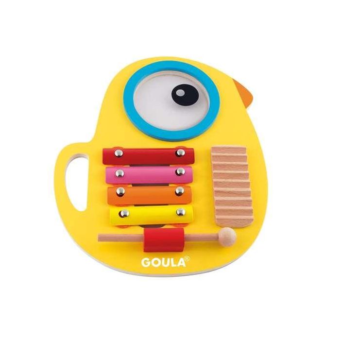 Goula Juego Musical Tiki 3 en 1: Xilófono, Tambor y Güiro de Madera. Instrumento Educativo Pájaro para Niños a partir de 13 Meses 1 Goula Juego Musical Tiki 3 en 1: Xilófono, Tambor y Güiro de Madera. Instrumento Educativo Pájaro para Niños a partir de 13 Meses 1