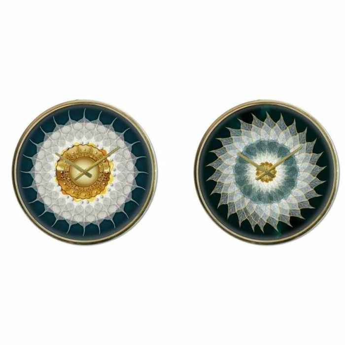 Reloj Pared Moderno DKD Home Decor Turquesa Dorado 6 x 40 x 40 cm (2 Unidades) Reloj Pared Moderno DKD Home Decor Turquesa Dorado 6 x 40 x 40 cm (2 Unidades)