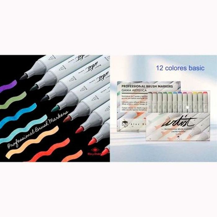 Rotuladores Alex Bog Professional Multicolor 12 Piezas Doble punta 2 Rotuladores Alex Bog Professional Multicolor 12 Piezas Doble punta 2