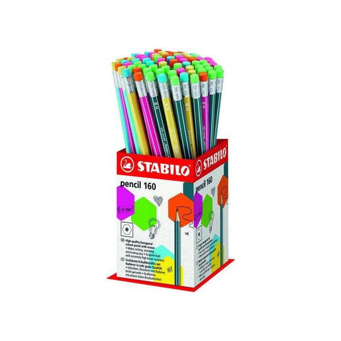 Lapiz De Grafito Stabilo Hexagonal Con Goma 2160 Hb Expositor De 72