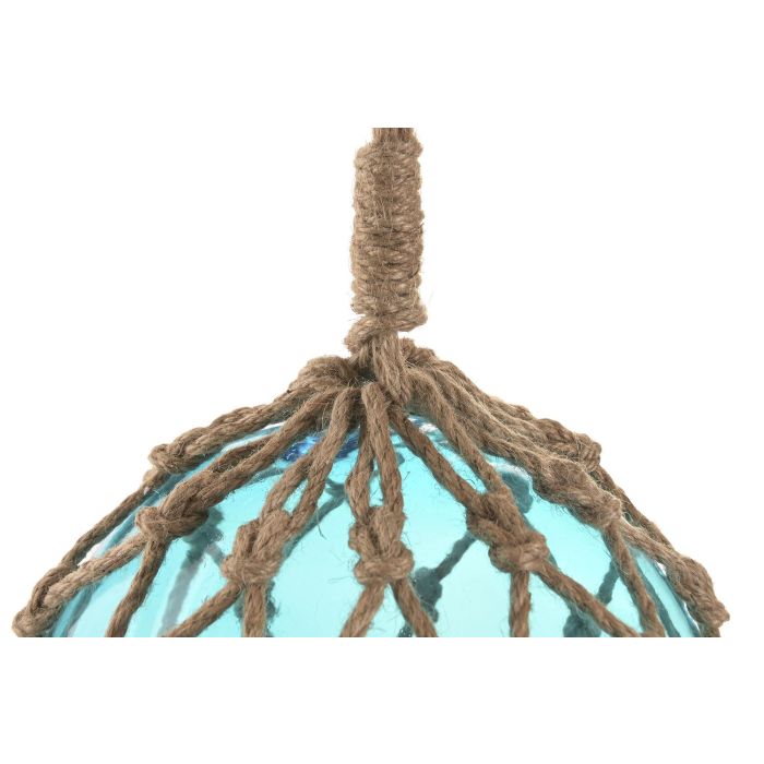 DKD Home Decor Bola Decoracion Atlantico Azul Transparente Cristal Cuerda 28 x 60 x 28 cm (3 Unidades)