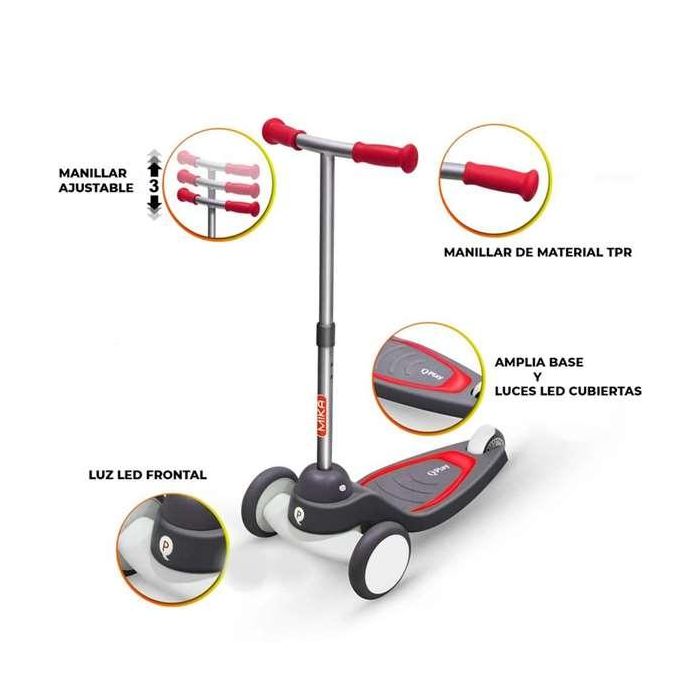 Patinete new scoote mika qplay rojo con luces led.73x55x29.50cm 1 Patinete new scoote mika qplay rojo con luces led.73x55x29.50cm 1