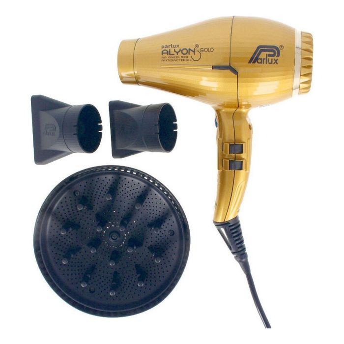 Parlux Alyon MagicSense Set Secador de Pelo Profesional Dorado con Difusor, 2 Boquillas, AIR IONIZER TECH y HFS 1