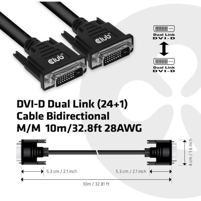 Club3D DVI-Kabel Dual Link (24+1) bidirektional 10m St/St 3 Club3D DVI-Kabel Dual Link (24+1) bidirektional 10m St/St 3