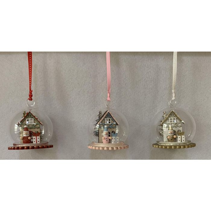 DKD Home Decor Decoración Colgante Navidad Fantasía PVC Personajes Surtidos (Casa, Santa, Muñeco Nieve) Rojo Rosa Dorado 8x9x8 cm Pack 12 Unidades