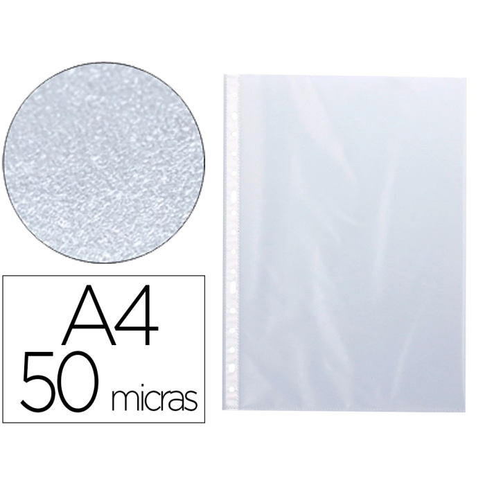 Q-connect Funda multitaladro piel de naranja, 50 micras, formato Din A4, caja de 100 unidades 0 Q-connect Funda multitaladro piel de naranja, 50 micras, formato Din A4, caja de 100 unidades 0