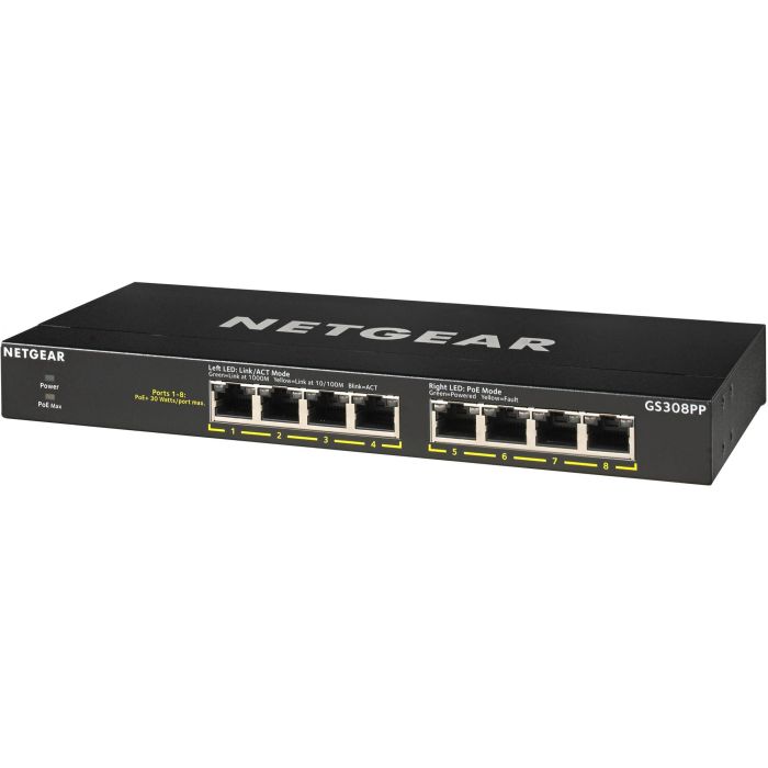 NETGEAR GS308PP RM PoE+ Switch Gigabit Ethernet 8 Puertos PoE+ No Administrado Montaje en Rack 3 NETGEAR GS308PP RM PoE+ Switch Gigabit Ethernet 8 Puertos PoE+ No Administrado Montaje en Rack 3