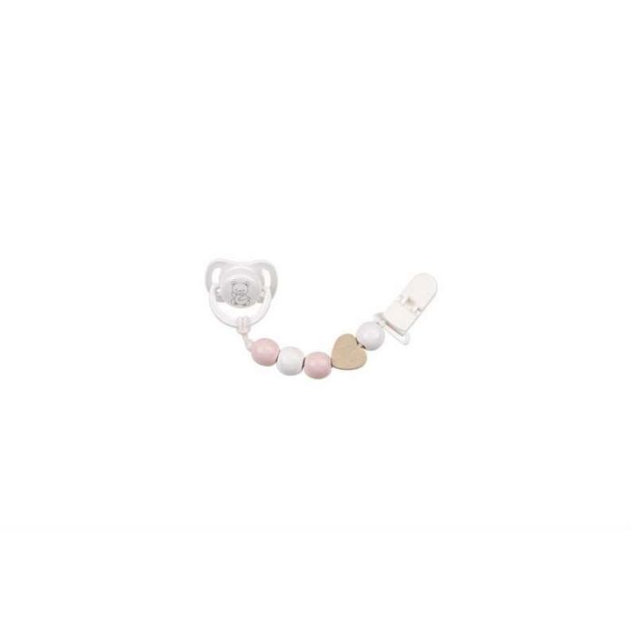 Set chupete c/cadena de piezas de madera y pinza blanca 5